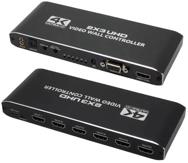 Main image of Video Wall Controller 2x3 4K 3840x2160@30Hz Processor HDMI 1.4 HDCP 1.4 Support 14 Display Modes - 1x1, 1x2, 1x3, 1x4, 1x5,1x6, 2x1, 2x2, 2x3, 3x1, 3x2, 4x1,5x1, 6x1 with 1 Input 6 Output with RS232