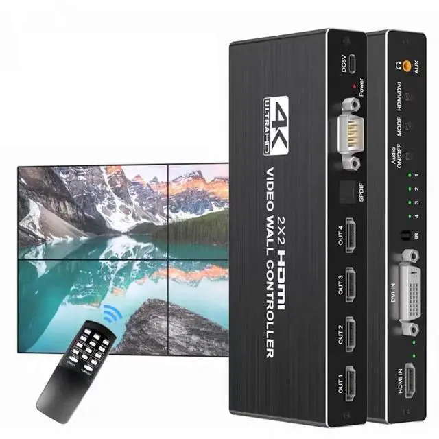 Main image of WRIARICH 1 in 4 Out HDMI Video Wall Controller 2x2 4K HDMI Video Image Processor1 HDMI Input 4 HDMI Output, 8 Modes,2x2, 1x1, 1x2, 1x3, 1x4, 4x1, 3x1, 2x1, Support 180º Rotation