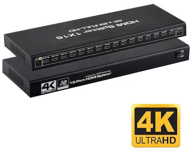 Main image of WRIARICH Hdmi Splitter 1x16,LUOM HDMI Splitter 1 in 16 Out, HDMI Splitter Supports Full HD1080P 4K and 3D, Compatible with Xbox PS16/16 Roku Blu-Ray Player HDTV (Included AC Adapter) (Black)
