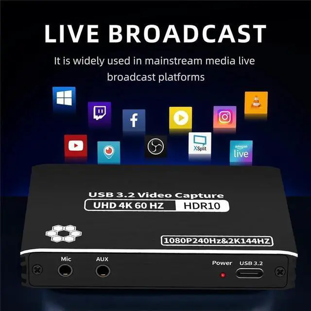 Alt view image 6 of 7 - 4K 60FPS USB3.2 Capture Card, Video Capture Card,HDMI Capture Card Switch with Microphone, USB-C Game Capture Card for Live Streaming Video Recording, Screen Capture Device Work with PS4/PC/OBS/DSLR