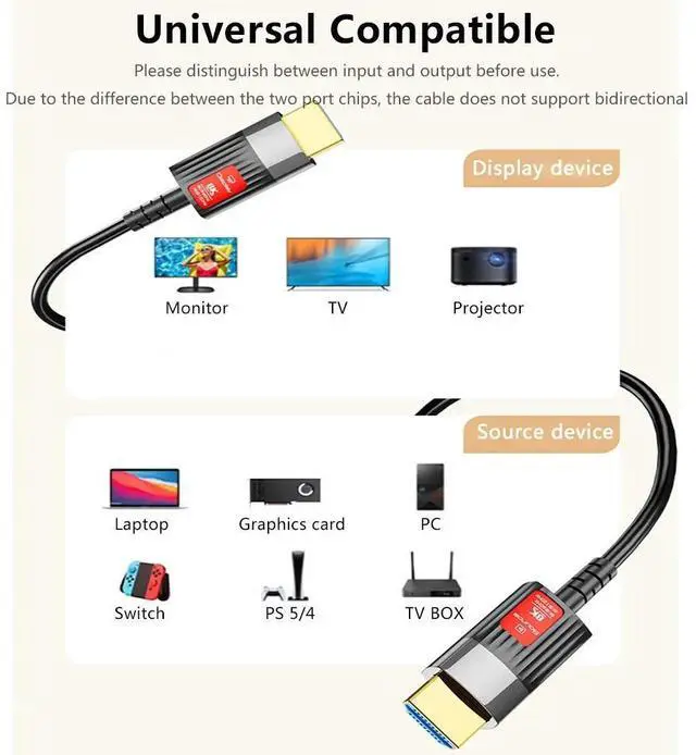 Alt view image 5 of 7 - WRIARICH Fiber Optic 8K HDMI 2.1 Cable 48Gbps 164ft, Ultra High Speed HDMI Cable, 8K@60Hz 4K@120Hz Dynamic HDR HDCP 2.2&2.3 eARC HDMI Cord Compatible with PS5/Xbox/Apple TV/LG/Samsung