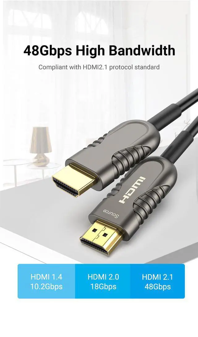 Alt view image 6 of 7 - WRIARICH Certified 8K HDMI 2.1 Fiber Optical Cable, 8K Ultra High Speed HDMI Gen2 30m/100ft 48Gbps 4K@120Hz 8K@60Hz, eARC Dolby Vision Atmos HDR10 RTX 3080/3090 PS5 Xbox Sony LG C9/B9