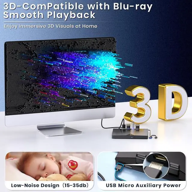 Alt view image 2 of 7 - External CD/DVD/BD Drive with Card Reader and 4*USB3.0 Ports,USB 3.0&Type-C Ultra-Slim Portable, CD/DVD/Blu-ray Player Burner External Compatible with Laptop Desktop Mac,Windows 11/10/8/7 Linux