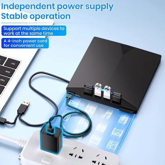 Alt view image 7 of 7 - External CD DVD Bluray Drive for Laptop with Card Reader and 4*USB3.0 Ports, USB 3.0&Type-C Portable CD/DVD /Blu-ray Player Reader Writer for MacBook Laptop Desktop PC Wins 11/10/8/7/XP Mac OS