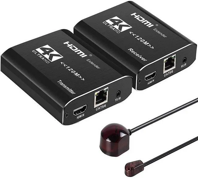 Main image of WRIARICH One pair 4K HDMI Extender Transmitter Receiver Over Cat5e/Cat6/Cat7 RJ45 Ports HDMI Extender Loop 120m HDMI Extender IR For PS4 HDTV