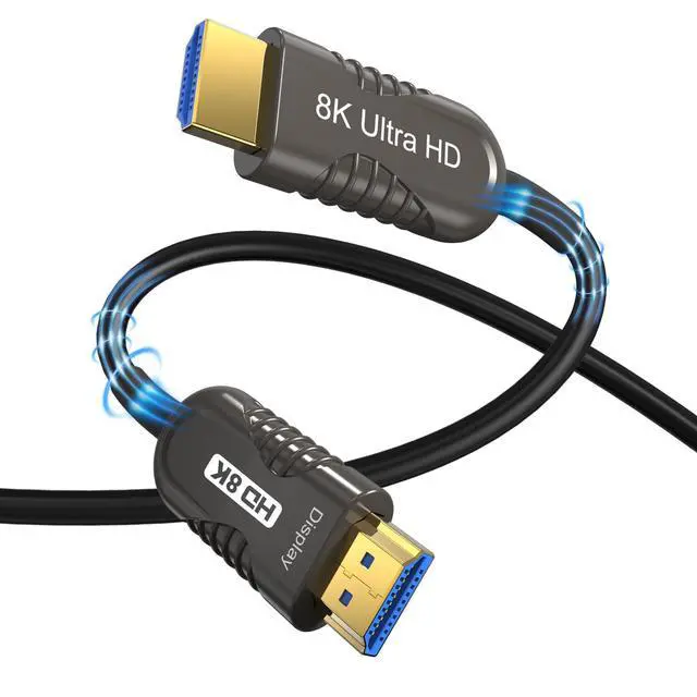Main image of 8K Fiber Optic HDMI 2.1 Cable 50 Feet in-Wall CL3 Rated (8K60hz 4K120hz HDCP 2.3 2.2 48Gbps) Ultra High Speed Compatible with Apple-TV Dolby Vision Atmos PS5 PS4, Xbox One Series X RTX 3080/3090