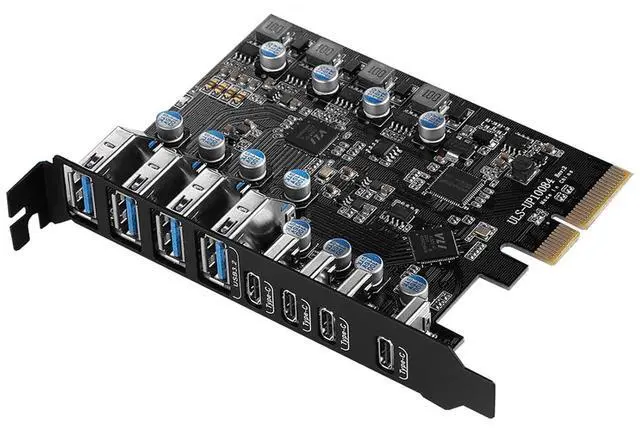 Main image of WRIARICH 8-Ports PCI-E to USB 3.2 HUB(4X USB C - 4X USB A 3.2) PCI Express Expansion Card Adapter 10Gbps for Motherboard, Fits PCI Express x4, x8 or x16 socket.