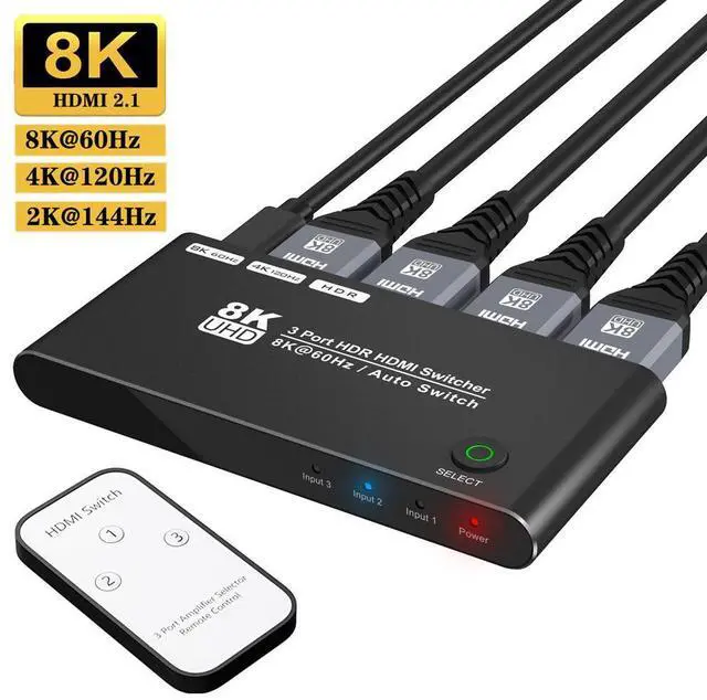 Main image of WRIARICH HDMI Switch,LUOM hdmi Switcher 3 in 1 Out with Remote Control, Ultra 8K HD Directional Switch 8K@60Hz 4K@120Hz High Speed 48Gbps Switch 8K hdmi Splitter ps5 Support Xbox X PS5 luminum Shell