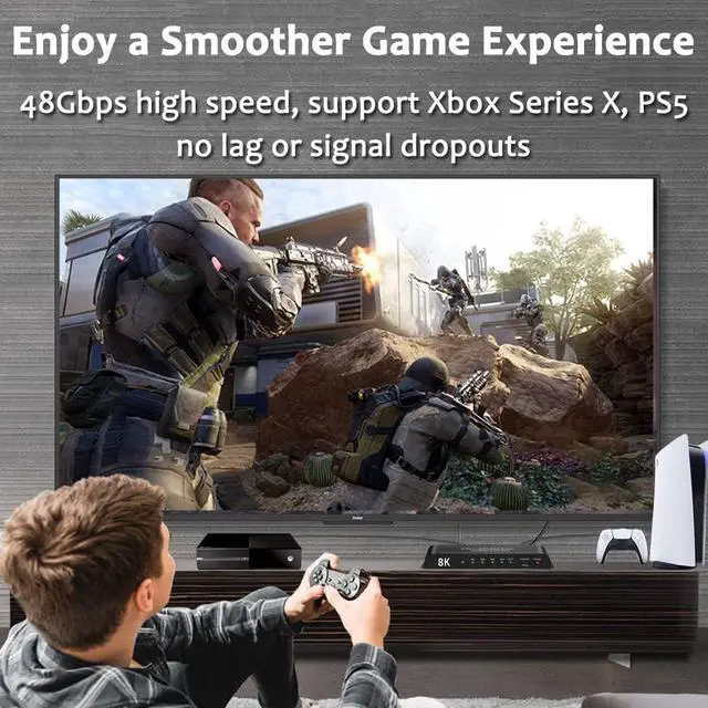 Alt view image 4 of 7 - WRIARICH HDMI 2.1 Switcher 5 in 1 out 8K/60Hz HDMI Splitter for XBOX 360 PS4 Smart Box 5 in 1 out HDMI 2.1 Switch Adapter Supports Ultra HD Dolby Vision, 48Gbps, HDR10, HDCP 2.3 & 3D - OZ8Q5