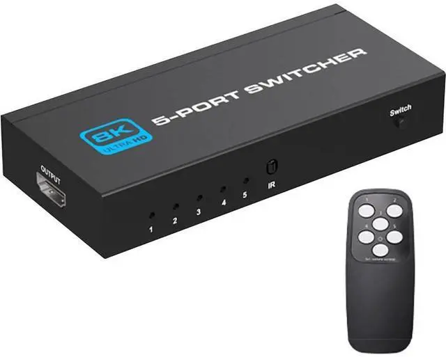 Main image of WRIARICH 8K 60Hz HDMI Switch 5 In 1 Out 5x1 Switcher Converter Adapter with Remoter for XBox PS4 PS5 Pro PC Projector Laptop - OZ8Q5