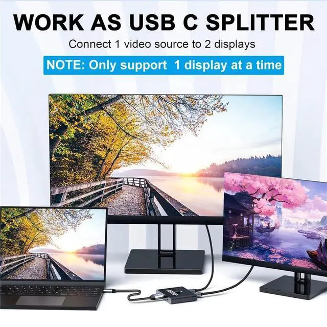 Alt view image 3 of 7 - WRIARICH USBC KVM Switch 2 in 1 Out 1 in 2 Out 8K60HZ Bidirectional Interconvertible Compatible Computer Host Laptop Mac Cell Phone External TYPEC Monitor TV Projector Selector Switch Box