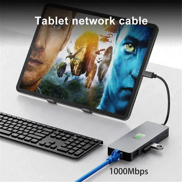 Alt view image 4 of 7 - WRIARICH Triple Monitor USB C Laptop Docking Station, USB C Hub Multiport Adapter Dongle Dock with 4K60Hz HDMI, 4K60Hz DisplayPort, 1080P VGA,100W PD Charging,Ethernet,3*10Gbps USB-A Ports,SD/TF,Audio