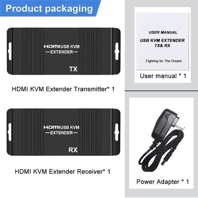 Alt view image 7 of 7 - WRIARICH HDMI KVM USB Extender, HDMI KVM Extender HD 1080P@60HZ Up to 6m(196ft),HDMI Extender Over Cat5e/6 with Loop Out Function - USB Keyboard Mose Support and IR Control