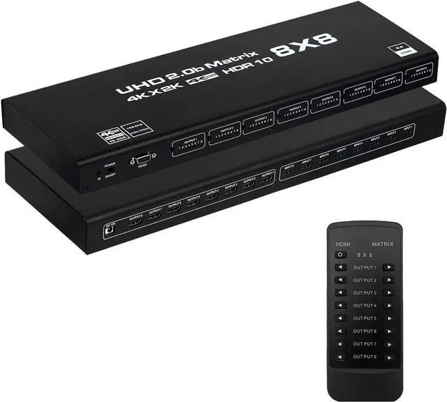 Main image of WRIARICH 8x8 HDMI Matrix 4K@60Hz, 4K HDMI Matrix Switch Switcher 8 in 8 Out HDMI Switch with IR Remote Control, RS232 Vedio Switcher (OZJ8)
