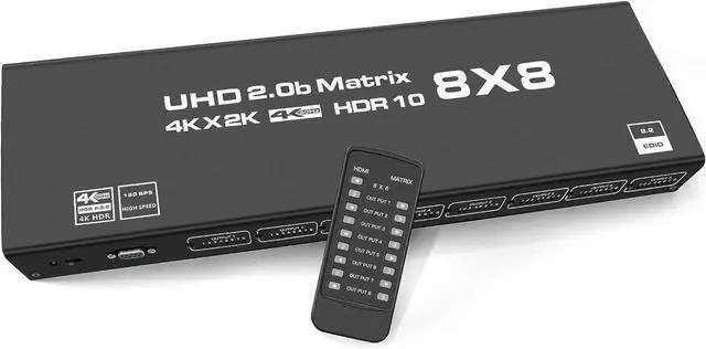 Main image of WRIARICH HDMI Matrix Switch 8x8 4K - 60Hz YUV 4:4:4/RGB with RS232, IR, 18Gbps, HDPC1.4/2.2, HDMI2.0, 3D,EDID,ARC,CES, OZJ8