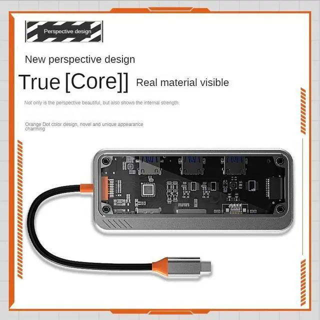 Alt view image 7 of 7 - WRIARICH Transparent USB-C Hub (10-in-1) with 4K HDMI&VGA Display, 3 x USB-A 5Gbps Data Ports and 100W PD, SD/TF, 1000M Ethernet for MacBook Pro, MacBook Air, Laptops and More