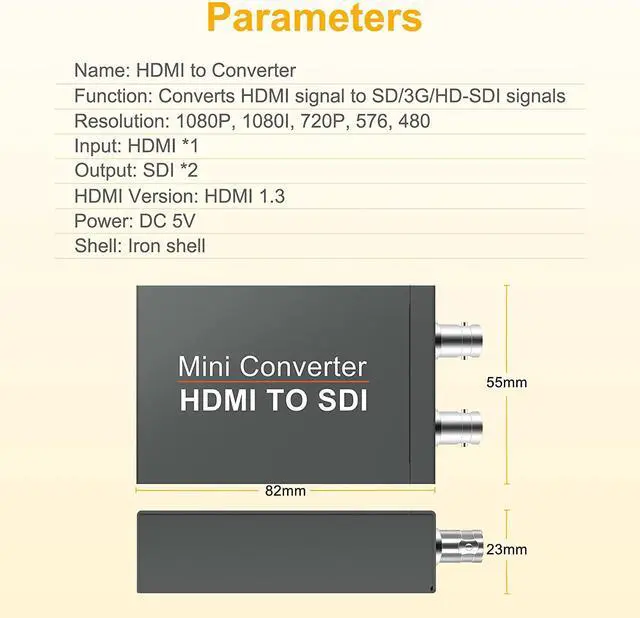 Alt view image 2 of 7 - WRIARICH 1080P Micro HDMI to SDI Converter Full HD 1080@60Hz Works with HDMI 1.3&HDCP1.3 One Hdmi Input and Two SDI Outptut with Power Supply