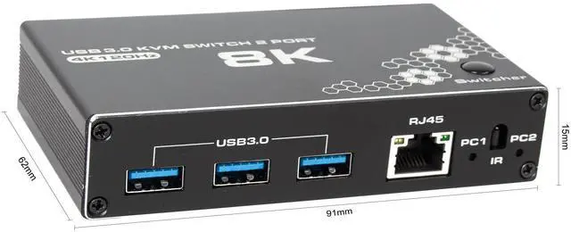 Main image of WRIARICH 4K 120Hz HDMI USB rj45 KVM Switch for 2 Computers 1 Monitor Share 3USB3.0 Port, Keyboard Mouse Printer Support Wire-Desktop Controller