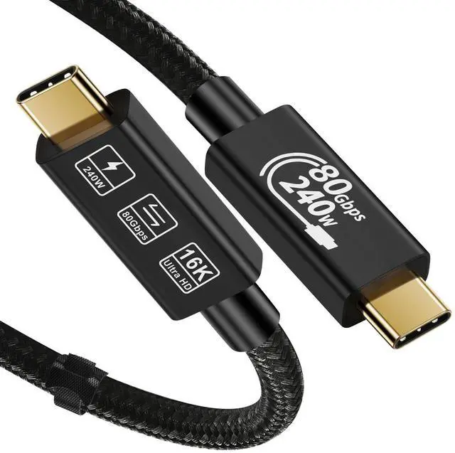 Main image of WRIARICH Thunderbolt 5 Cable, USB 4 Cable, 16K@60Hz Video, 80Gbps Data Sync, 240W (48V5A) PD Super Fast Charging - Compatible with Mobile Phone, Notebook, MAC, SSD and all USB-C devices (6.6ft)