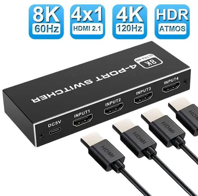 Main image of WRIARICH HDMI Switch 4K 120Hz, LUOM HDMI Splitter 4 in 1 Out, HDMI 2.1 Switch Support 8K@60Hz 48Gbps for Xbox Series PS5/4/3 HD TV Monitor Projector