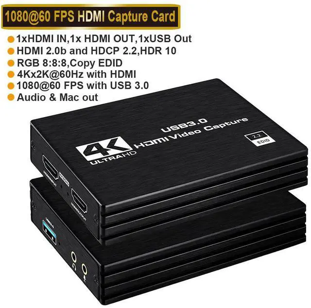 Main image of 4K Video Capture Card for Streaming, Gaming Capture Card Nintendo Switch, HDMI Capture Card , HDMI to USB/Type-C Switch Game Capture Card 1080P 60FPS Recording Live Streaming Work PS4/PS5/OBS/PC