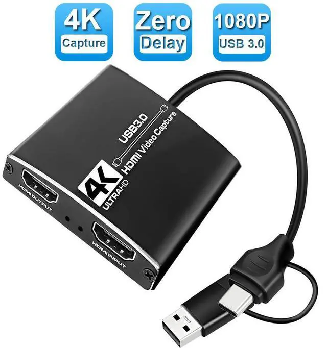 Main image of 4K Capture Card, Audio Video Capture Card with Microphone 4K30 HDMI Loop-Out, 1080p 60fps Video Recorder for Gaming/Live Streaming/Video Conference, Game Recording, Live Streaming Broadcasting