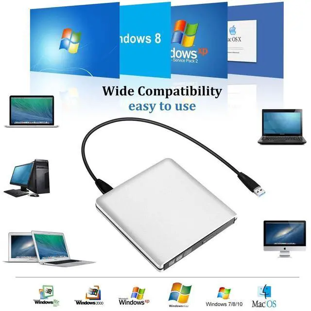 Alt view image 4 of 7 - Type C USB 3.0 External DVD-RW Drive Burner, Aluminum External DVD Drive Cd Drive External Cd/DVD Drive for Laptop Lenovo DVD Drive External Dell External DVD Burner for Desktops, Notebooks and Laptop