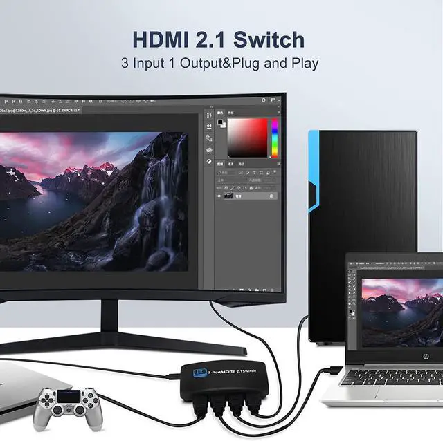 Alt view image 4 of 7 - WRIARICH 8K@60Hz 3x1 HDMI 2.1 Switch with Remote Control, HDMI Switch 3 in 1 Out, 3-Port HDMI Switcher Selector, Supports 4K@120Hz, 1080P@240Hz, 1080P@120Hz for Fire Stick, HDTV, PS4/5, Game Consoles