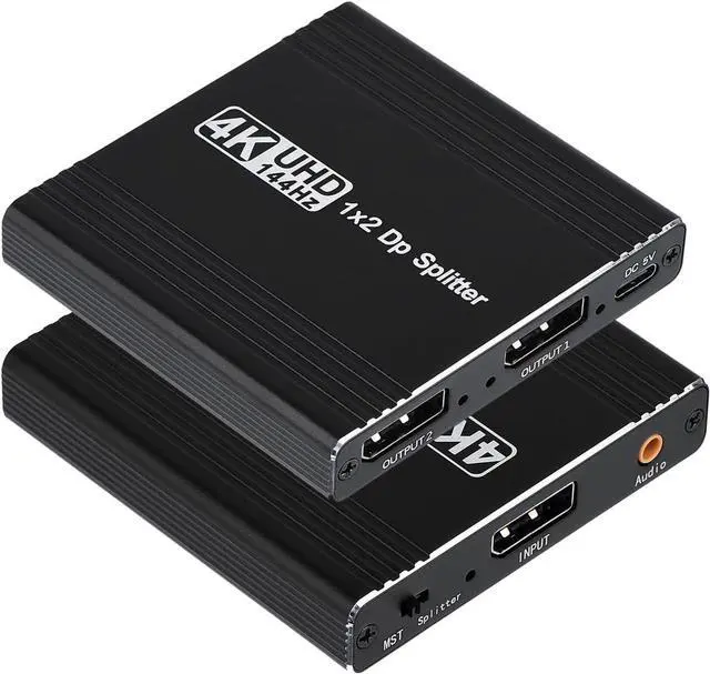 Main image of WRIARICH DisplayPort to Dual DisplayPort Splitter 4K@144Hz Display Port Splitter 1 in 2 Out with Audio Extractor for Dual Monitor Extended Display DP Source to 2 DP Adapter with PC, Graphics Card