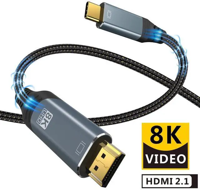 Main image of USB C to HDMI Cable 10ft 8K@30Hz, uni USB Type-C to HDMI Braided Cable (Thunderbolt 3/4 Compatible) with Samsung S21 / S20, MacBook Pro 2021/2020, MacBook Air/iPad Pro 2020, iPhone 15 and More