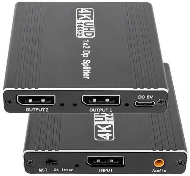 Main image of WRIARICH DisplayPort to Dual DisplayPort Adapter (4K@144Hz) Display Port 1 in 2 Out Splitter with Audio Extractor for Dual Monitor Extended Display, MST DP to 2 DP Adapter for PC, Graphics Card