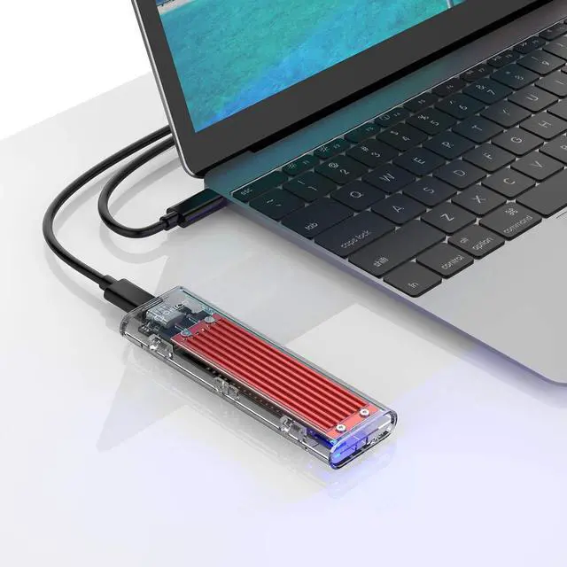 Alt view image 7 of 7 - WRIARICH USB 3.1 Gen 2 Type C Tool-Free M.2 SSD Enclosure 2280 2260 2242 2230 SSD Housing NGFF Case to USB3.1 gen 2 Type C Cable for Intel 660p/Samsung 970 EVO/Samsung970 Pro NVME SSD (Red)