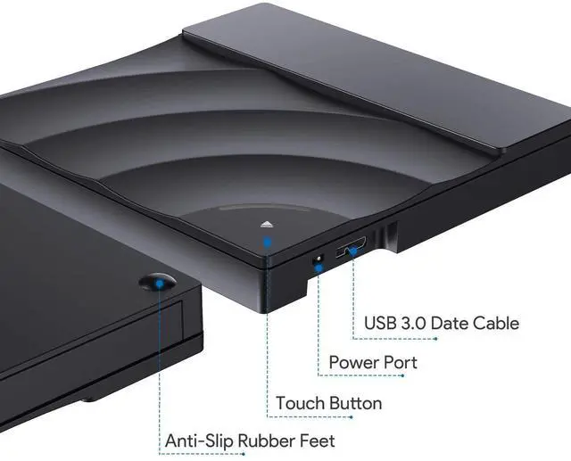 Alt view image 4 of 7 - WRIARICH External CD DVD Drive with Touch Sensitive Button, USB 3.0 Type-C Portable CD/DVD /-RW Drive/DVD Optical Drive disc Player for Laptop Compatible with Mac Laptop Desktop PC Windows Linux OS