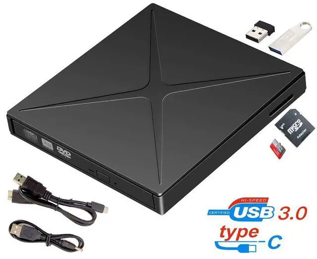 Main image of WRIARICH External CD Drive USB 3.0/Type-C Portable CD/DVD+/-RW Burner Player Writer Support SD cards Reader Compatible with Windows XP/7/8/10, MacOS, Linux for MacBook, Laptop, Desktop