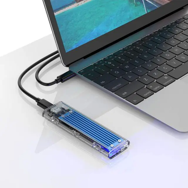 Alt view image 7 of 7 - WRIARICH NVMe M.2 Mobile Hard Disk Box for Intel 660p/Samsung 970 EVO/Samsung970 Pro 2230/2242/2260/2280 PCIe NVMe M-Key SSD up to 2TB-Blue