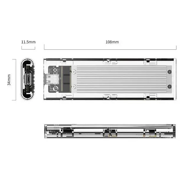 Alt view image 2 of 7 - WRIARICH NVMe M.2 Mobile Hard Disk Box for Intel 660p/Samsung 970 EVO/Samsung970 Pro 2230/2242/2260/2280 PCIe NVMe M-Key SSD up to 2TB-Silver