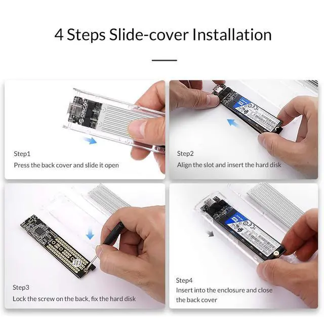 Alt view image 6 of 7 - WRIARICH NVMe M.2 Mobile Hard Disk Box for Intel 660p/Samsung 970 EVO/Samsung970 Pro 2230/2242/2260/2280 PCIe NVMe M-Key SSD up to 2TB-Silver