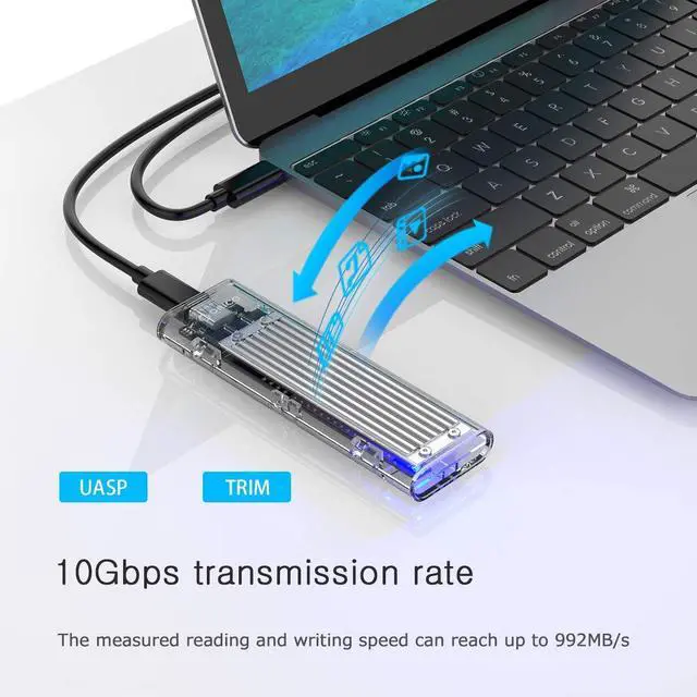 Alt view image 7 of 7 - WRIARICH NVMe M.2 Mobile Hard Disk Box for Intel 660p/Samsung 970 EVO/Samsung970 Pro 2230/2242/2260/2280 PCIe NVMe M-Key SSD up to 2TB-Silver