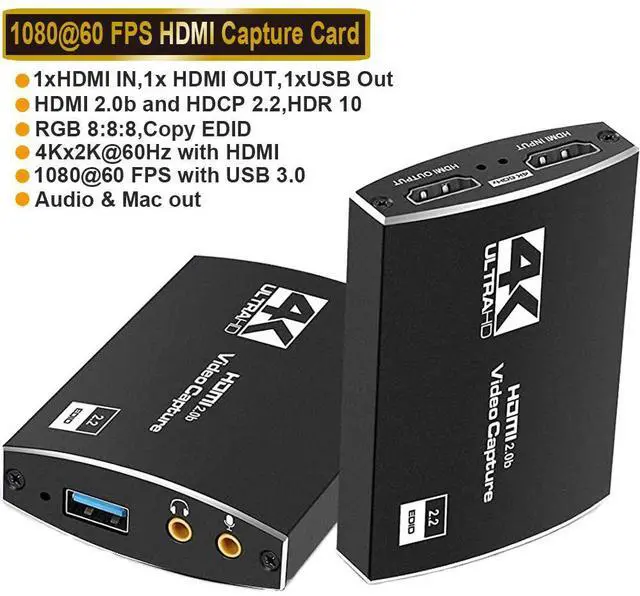 Main image of WRIARICH HDMI to USB3.0/Type-C Video Capture Card with Mic & 3.5mm Audio HD 4K@60Hz Video 1080P 60fps Board Game Record For Live Streaming Video Recording