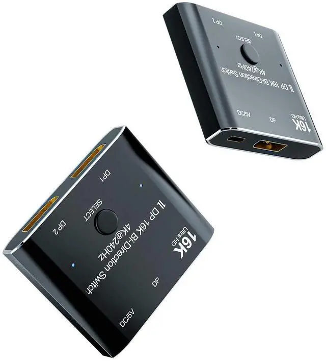 Main image of WRIARICH Displayport Switch 16K Bidirectional DP 2.0 Switch 16K @60Hz 4K @240Hz Displayport Switcher 1 to 2 / 2 in 1 Out with LED Indicator for Monitor Projector TV PC Laptop and More