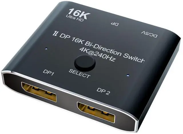 Main image of WRIARICH 16K Displayport Switch, Bi-Directional Manual DP 2.0 Switch 1 in 2 Out/2 in 1 Out Displayport Switch, 3D UHD 16K@60Hz, 4K@240Hz for PC Host Monitor Laptop etc(A0201)