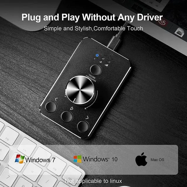 Alt view image 3 of 7 - WRIARICH Volume Control Knob USB Computer Speaker Controller One-key Mute with Play Pause Skip Volume Control Audio Adjust