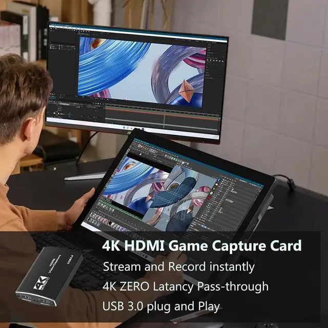 Alt view image 5 of 7 - WRIARICH 4K Video Capture Device Video Capture Card 1080P 60fps, Dongle HDMI-compatible to USB for Game Record Live Streaming Broadcast Support 4K@60Hz HDMI Passthrough