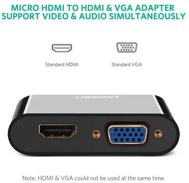 Alt view image 3 of 4 - WRIARICH Micro HDMI to HDMI VGA adapter 3.5mm Audio Jack compatible with Ultrabooks, Tablets, Cameras and Camcorder such as GoPro Hero 6 Hero 5 Black, Nexus 10 Tablet, ASUS Zenbook Laptop, Camera