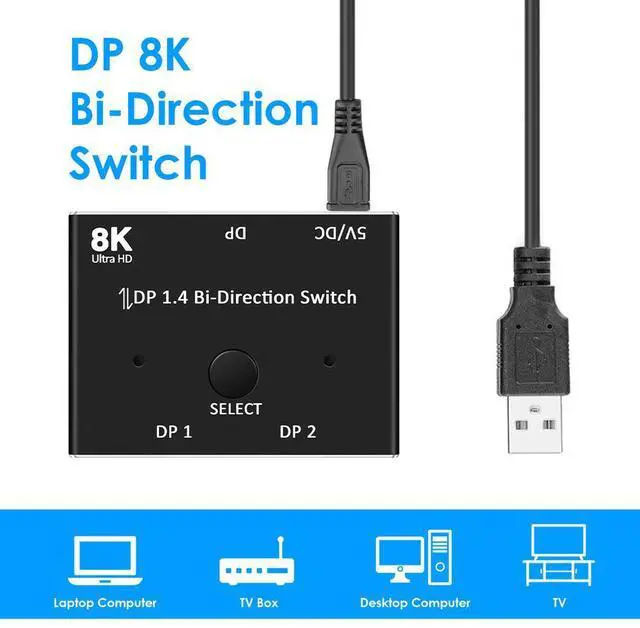 Main image of WRIARICH Displayport 1.4 Switch 8K Displayport Bi-direction splitter switcher Displayport KVM 2X1 1X2 Display-port 8K@60Hz,4K@120Hz Compatible with Xbox X PS5