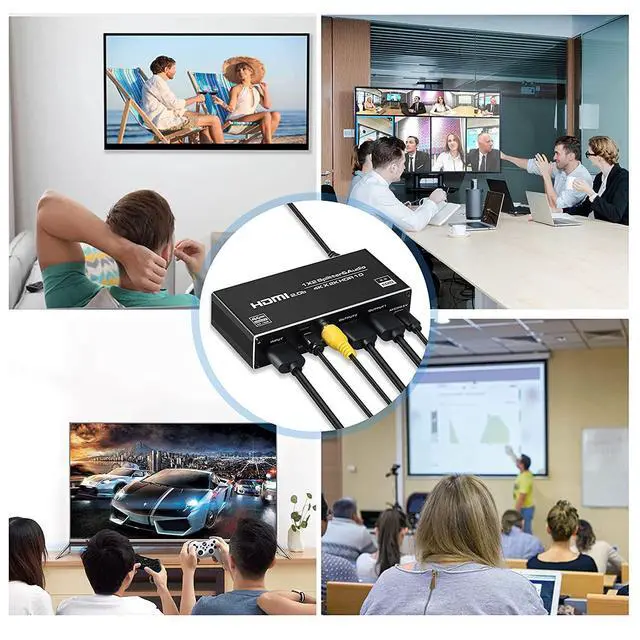 Alt view image 4 of 5 - WRIARICH HDMI Splitter 1 in 2 Out, HDMI Splitter 1x2 Power 4K HDMI Splitter with 3.5mm, Coaxial & SPDIF audio out, 4K@60Hz Dual Monitors Duplicate/Mirror for PS4 Fire Stick HDTV