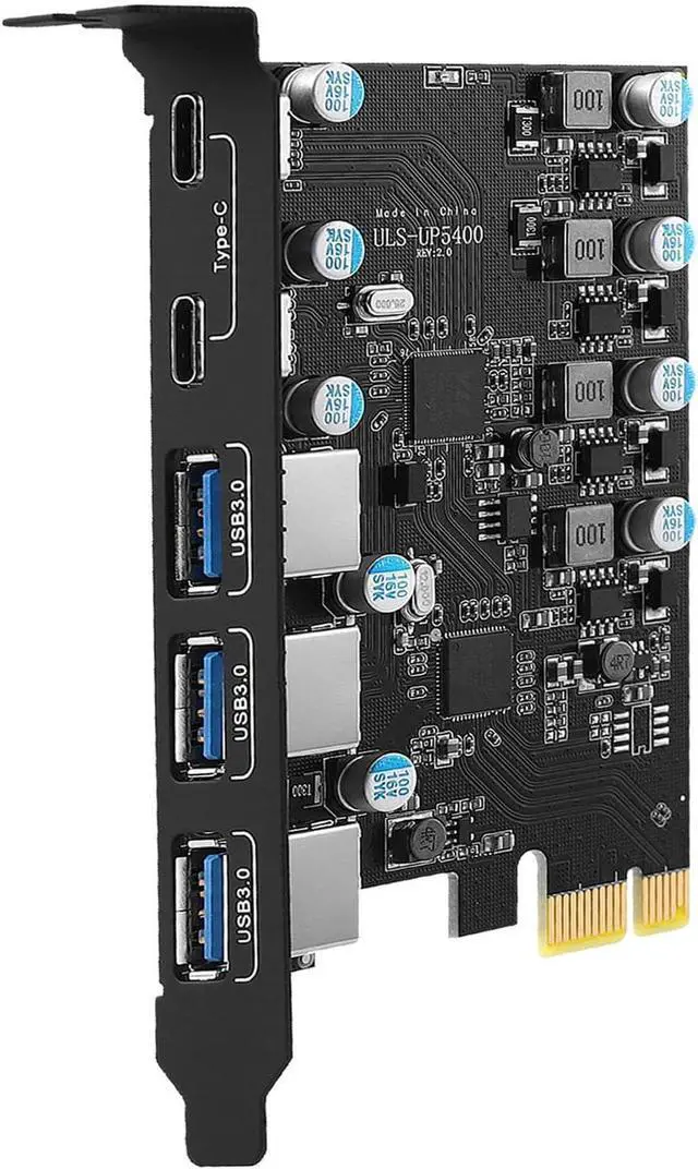 Main image of WRIARICH 5 Port PCIE Expansion Card, USB3.0 5Gbps High Speed Transmission Stable Power USB 3.0 Front Expansion Card, 5 External USB3.0 Ports (2X USB C - 3X USB A)