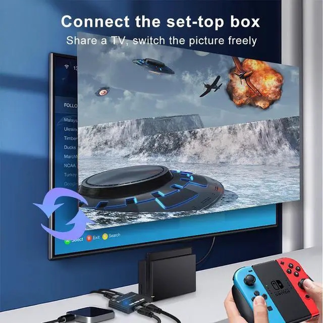 Alt view image 6 of 7 - WRIARICH 8K Switcher LUOM HDMI 2.1 Switch Splitter 2x1/1X2 Ultra HD 8K@60Hz 4K@120Hz High Speed 48Gbps Switch Adapter with Switch Button for PS5, Xbox, Fire Stick, Roku, UHD Monitor