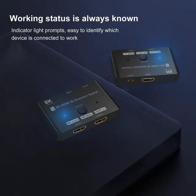 Alt view image 5 of 7 - WRIARICH HDMI 2.1 Ultra 8K Bi-Directional Switch 8K@60Hz 4K@120Hz 1in 2out 2in 1out High Speed 48Gbps Splitter(Singal Display) Converter Compatible with Xbox X PS5 Blue