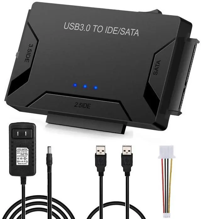 Main image of WRIARICH USB IDE Adapter USB 3.0 to SATA IDE Hard Drive Cable Adapter Converter for 2.5" 3.5" IDE External SATA HDD SSD Hard Drives Disks with 12V 2A Power Adapter